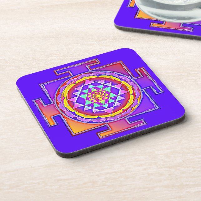 Sri Yantra - Hinduism Symbol Design 1 Beverage Coaster (Left Side)