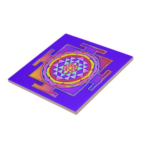 Sri Yantra _ Hinduism Symbol Design 1 Ceramic Tile