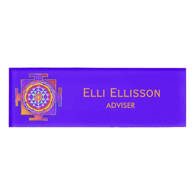 Sri Yantra - Hinduism Symbol Design 1 Name Tag (Front)