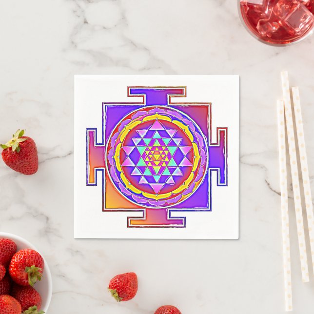 Sri Yantra - Hinduism Symbol Design 1 Napkins (Insitu)