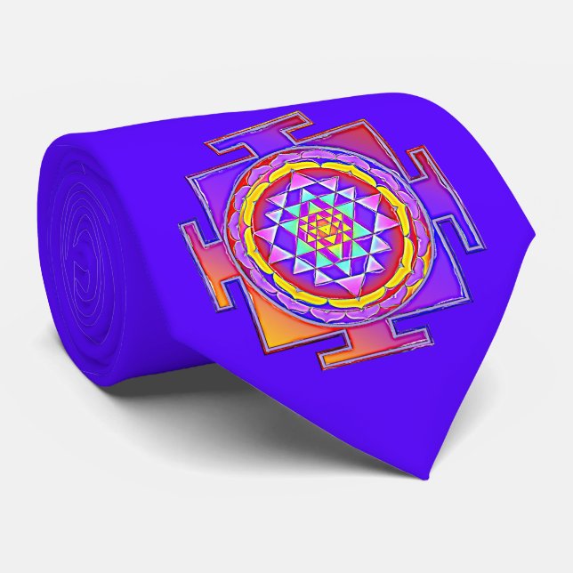 Sri Yantra - Hinduism Symbol Design 1 Neck Tie (Rolled)