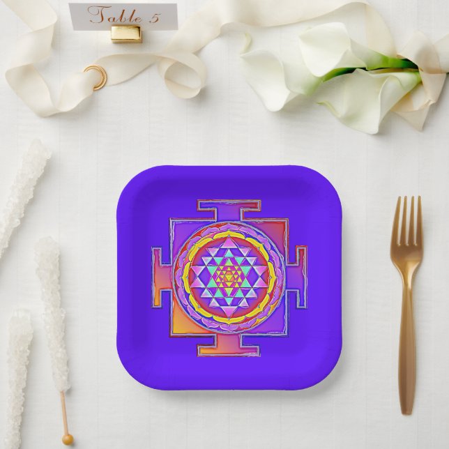 Sri Yantra - Hinduism Symbol Design 1 Paper Plates (Wedding)