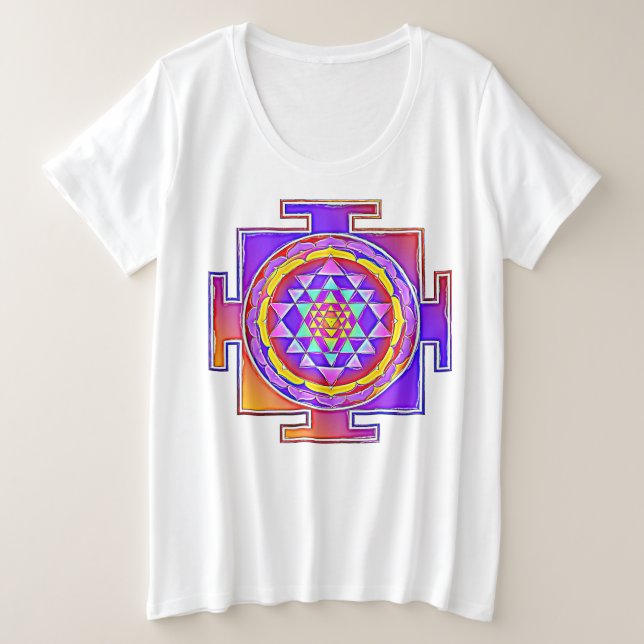 Sri Yantra - Hinduism Symbol Design 1 Plus Size T-Shirt (Design Front)