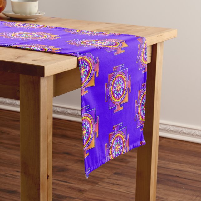 Sri Yantra - Hinduism Symbol Design 1 Short Table Runner (In Situ)