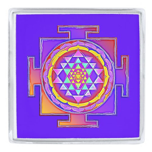 Sri Yantra _ Hinduism Symbol Design 1 Silver Finish Lapel Pin