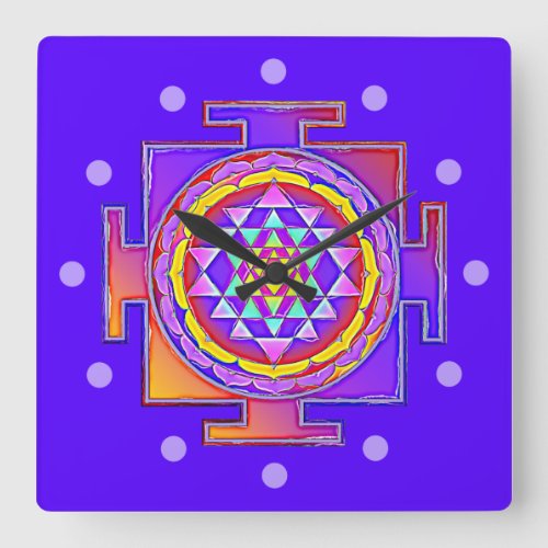 Sri Yantra _ Hinduism Symbol Design 1 Square Wall Clock