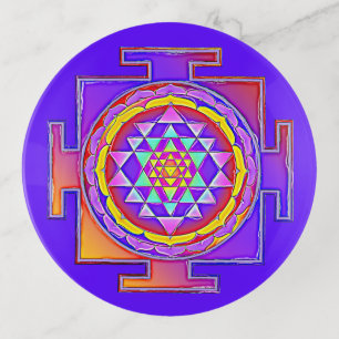 Sri Yantra - Hinduism Symbol Design 1 Trinket Tray
