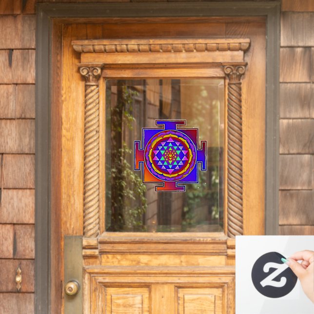 Sri Yantra - Hinduism Symbol Design 1 Window Cling (Home Door)