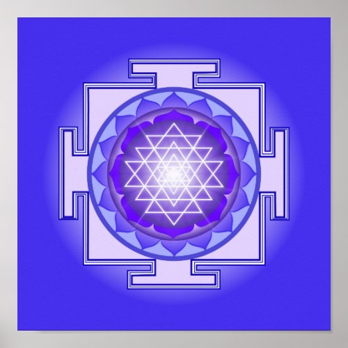 Sri Yantra Mandala Purple and Blue Print