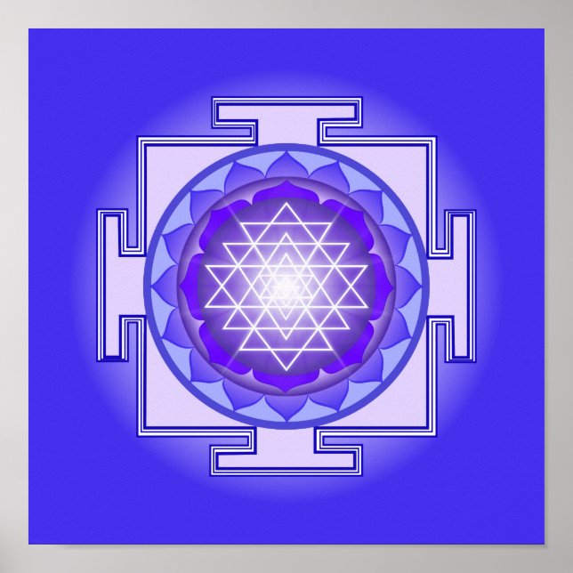 Sri Yantra Mandala Purple and Blue Print (Front)