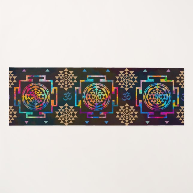 Sri Yantra  pattern - color and gold Yoga Mat (Front (Horizontal))