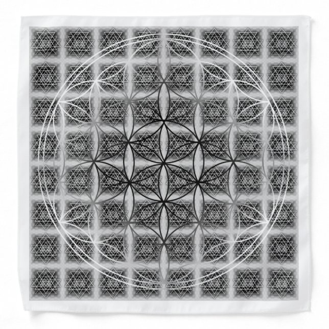 Sri Yantra Pattern with Flower of Life Bandana (Front)