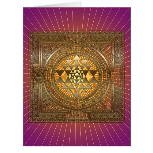 Sri Yantra Purple Sun _ Greeting Card