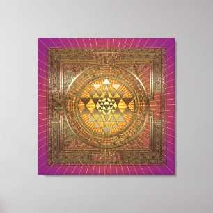 Sri Yantra Purple Sun - Wrapped Canvas