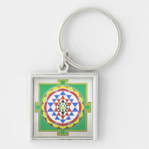 Sri Yantra Sacred Geometry - Accurate Colors Keychain