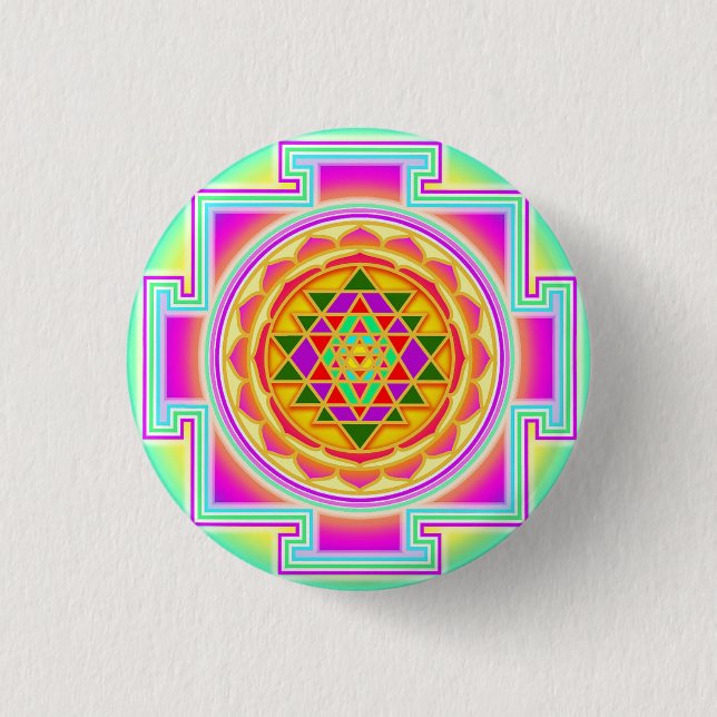Sri Yantra Sacred Geometry Button (Front)