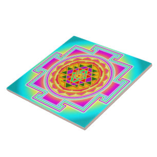 Sri Yantra Sacred Geometry Ceramic Tile