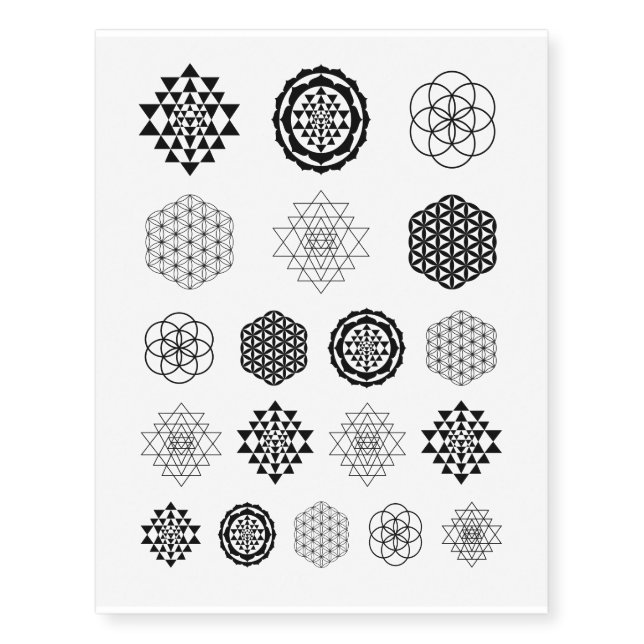 Sri Yantra Sacred Geometry Temporary Tattoos (Front)