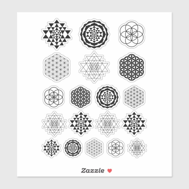 Sri Yantra Sacred Geometry Vinyl Stickers (Sheet)