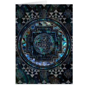 Sri Yantra / Sri Chakra Abalone Shell and Silver Cards