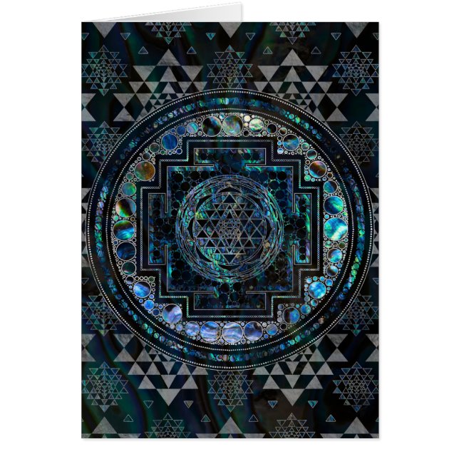 Sri Yantra  / Sri Chakra Abalone Shell and Silver Cards (Front)