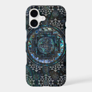 Sri Yantra / Sri Chakra Abalone Shell and Silver iPhone 17 Case