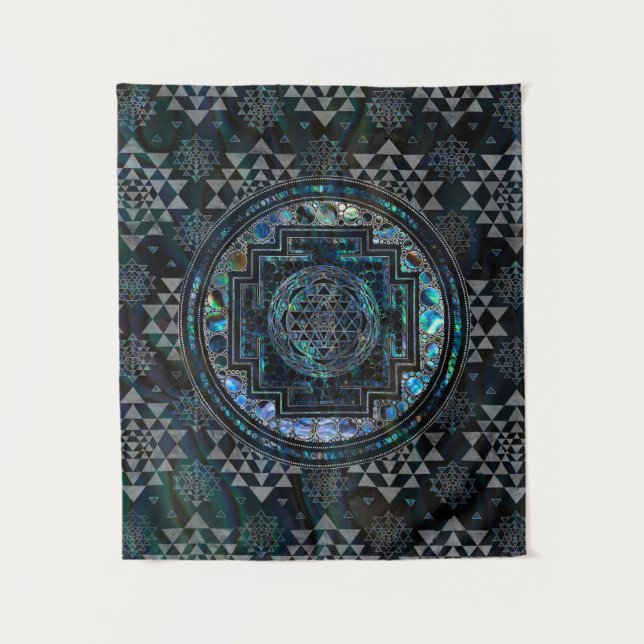 Sri Yantra  / Sri Chakra Abalone Shell and Silver Tapestry (Front)