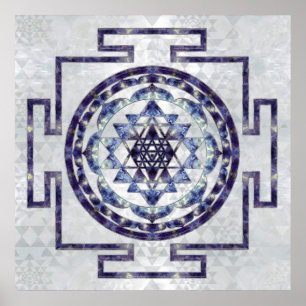 Sri Yantra / Sri Chakra Gemstone and pearl Poster