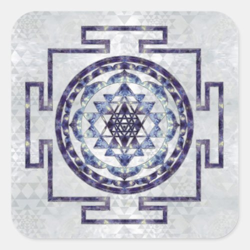Sri Yantra   Sri Chakra Gemstone and pearl Square Sticker