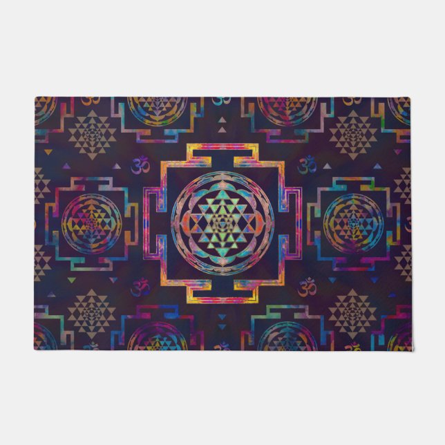 Sri Yantra  / Sri Chakra in color Doormat (Front)