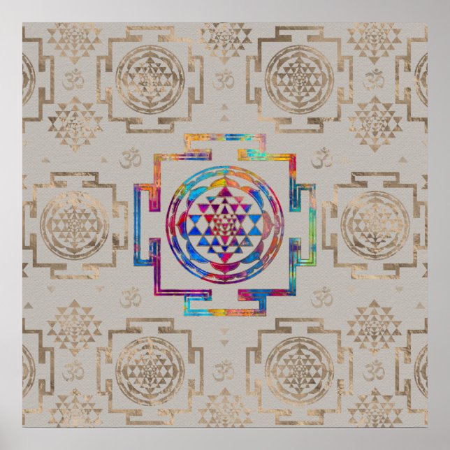 Sri Yantra  / Sri Chakra in color on canvas Poster (Front)