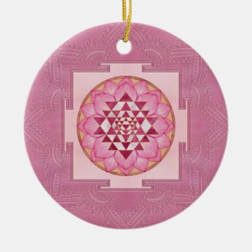 Sri Yantra   Sri Chakra in lotus Ceramic Ornament
