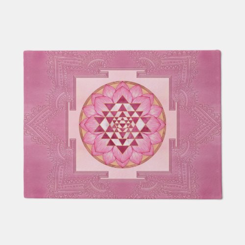 Sri Yantra  Sri Chakra in lotus Doormat