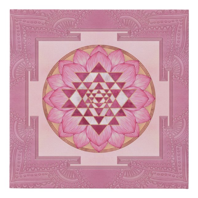Sri Yantra  / Sri Chakra in lotus Faux Canvas Print (Front)