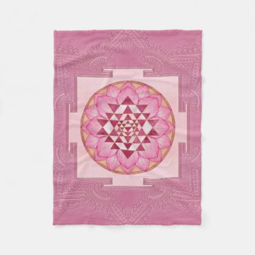 Sri Yantra   Sri Chakra in lotus Fleece Blanket