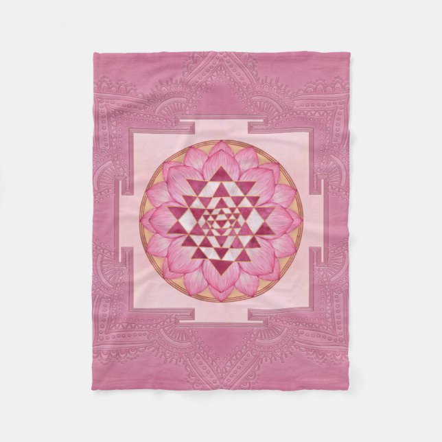 Sri Yantra  / Sri Chakra in lotus Fleece Blanket (Front)