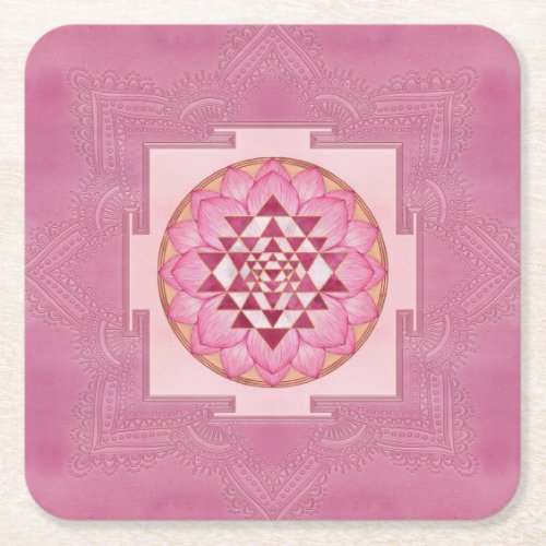 Sri Yantra   Sri Chakra in lotus Square Paper Coaster