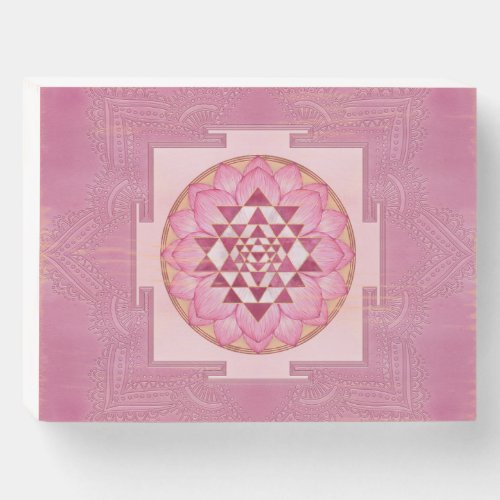 Sri Yantra   Sri Chakra in lotus Wooden Box Sign