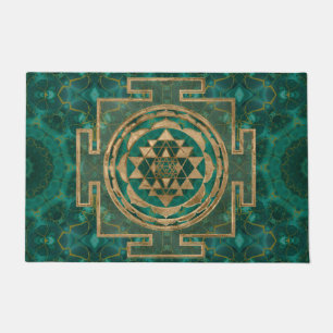 Sri Yantra  / Sri Chakra Malachite and gold Doormat