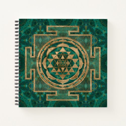 Sri Yantra   Sri Chakra Malachite and gold Notebook