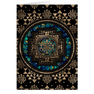 Sri Yantra / Sri Chakra Marble and Gold Cards