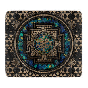 Sri Yantra  / Sri Chakra Marble and Gold Cutting Board