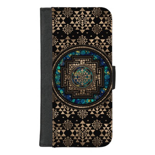 Sri Yantra   Sri Chakra Marble and Gold iPhone 87 Plus Wallet Case