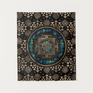 Sri Yantra / Sri Chakra Marble and Gold Tapestry