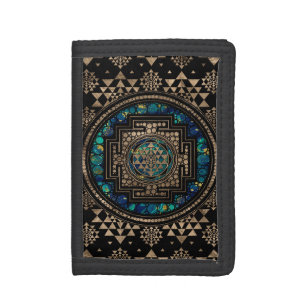 Sri Yantra  / Sri Chakra Marble and Gold Trifold Wallet