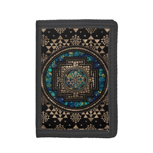 Sri Yantra   Sri Chakra Marble and Gold Trifold Wallet