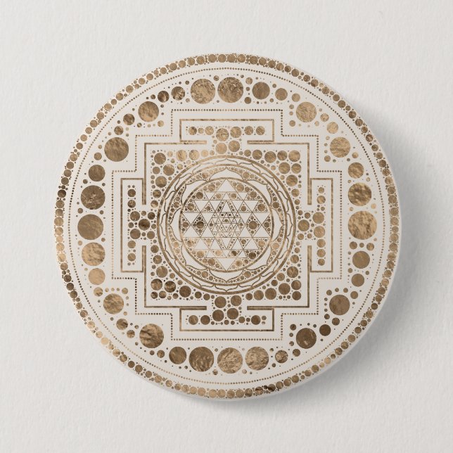 Sri Yantra  / Sri Chakra Pastel Gold Button (Front)