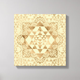 Sri Yantra / Sri Chakra Pastel Gold Canvas Print