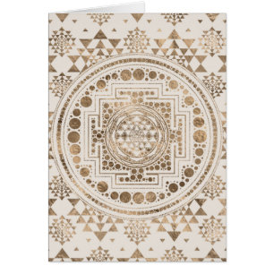 Sri Yantra / Sri Chakra Pastel Gold Cards