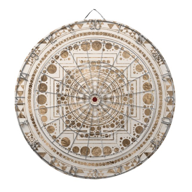 Sri Yantra  / Sri Chakra Pastel Gold Dart Board (Front)